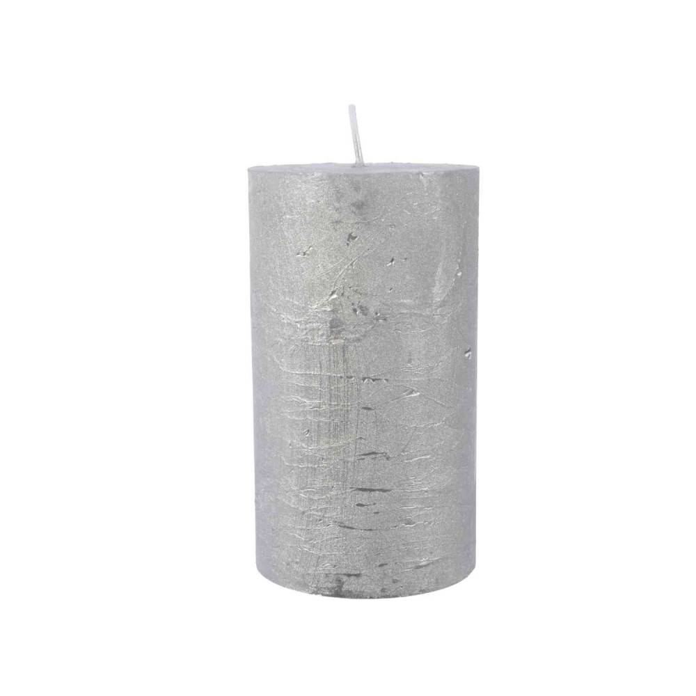 Big silver glitter candle 12cm