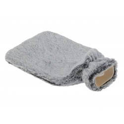 Dark gray faux fur hot water bottle