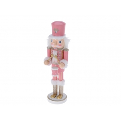 Wooden pink nutcracker with drum 36cm