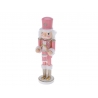 Wooden pink nutcracker with drum 36cm