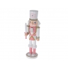 Wooden pink nutcracker with white sword 36cm