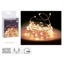 Guirlande lumineuse en fil de cuivre, scintillante, avec 100 petites ampoules chaudes.