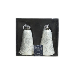 2 Ballantine glass bells with glitter 11cm