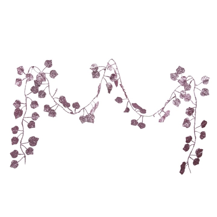 Delicate metallic vines adorned with shimmering leaves in shades of purple and pink.