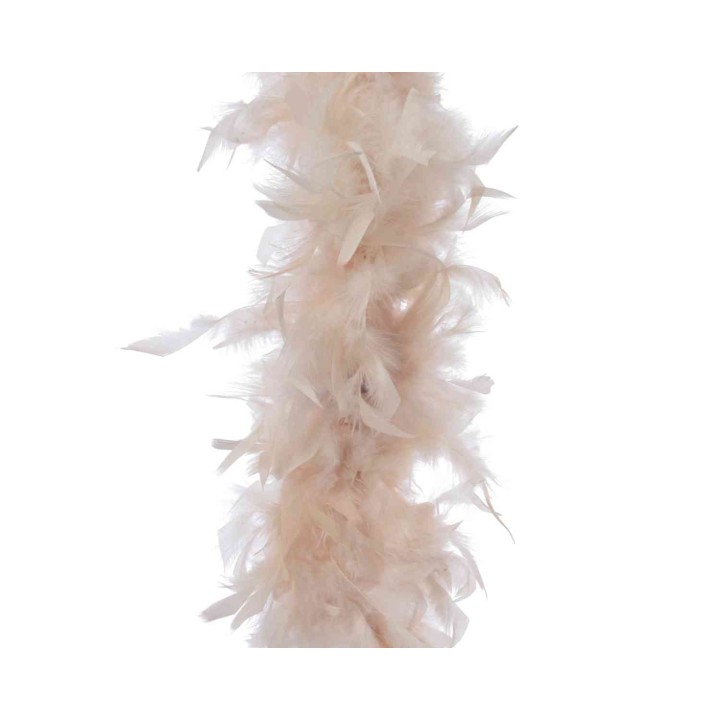 A soft, fluffy feather boa in pale pink, delicately styled with wispy feathers.
