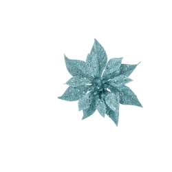 Sparkling teal leaves arranged in a star-like shape on a white background.