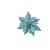 Sparkling teal leaves arranged in a star-like shape on a white background.