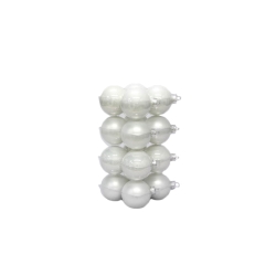 A stack of glossy white ornaments with a smooth, shiny surface.