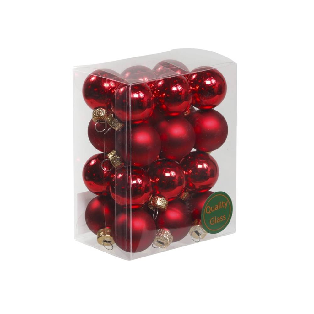 Red classic Christmas baubles 2,5cm