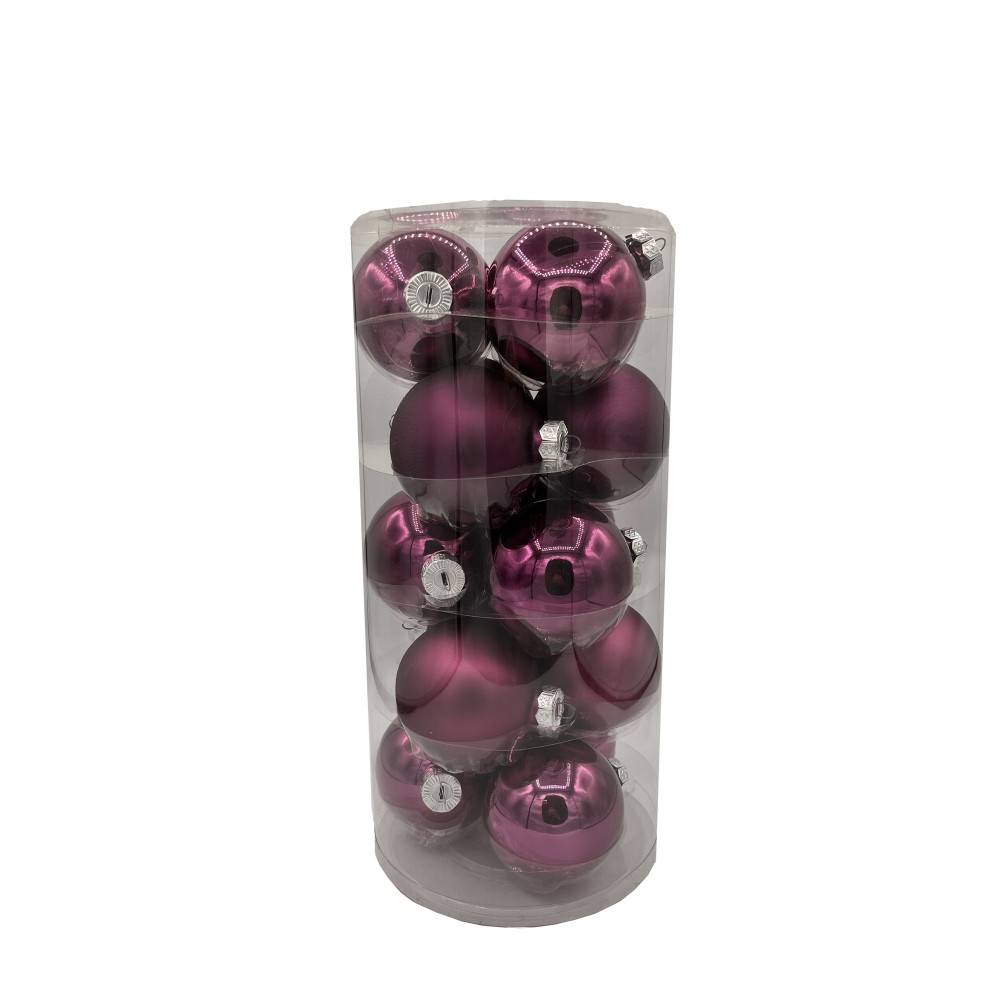 15 Boules de Noël mauve 8cm