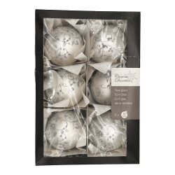 6 zilveren kerstballen met tekeningen