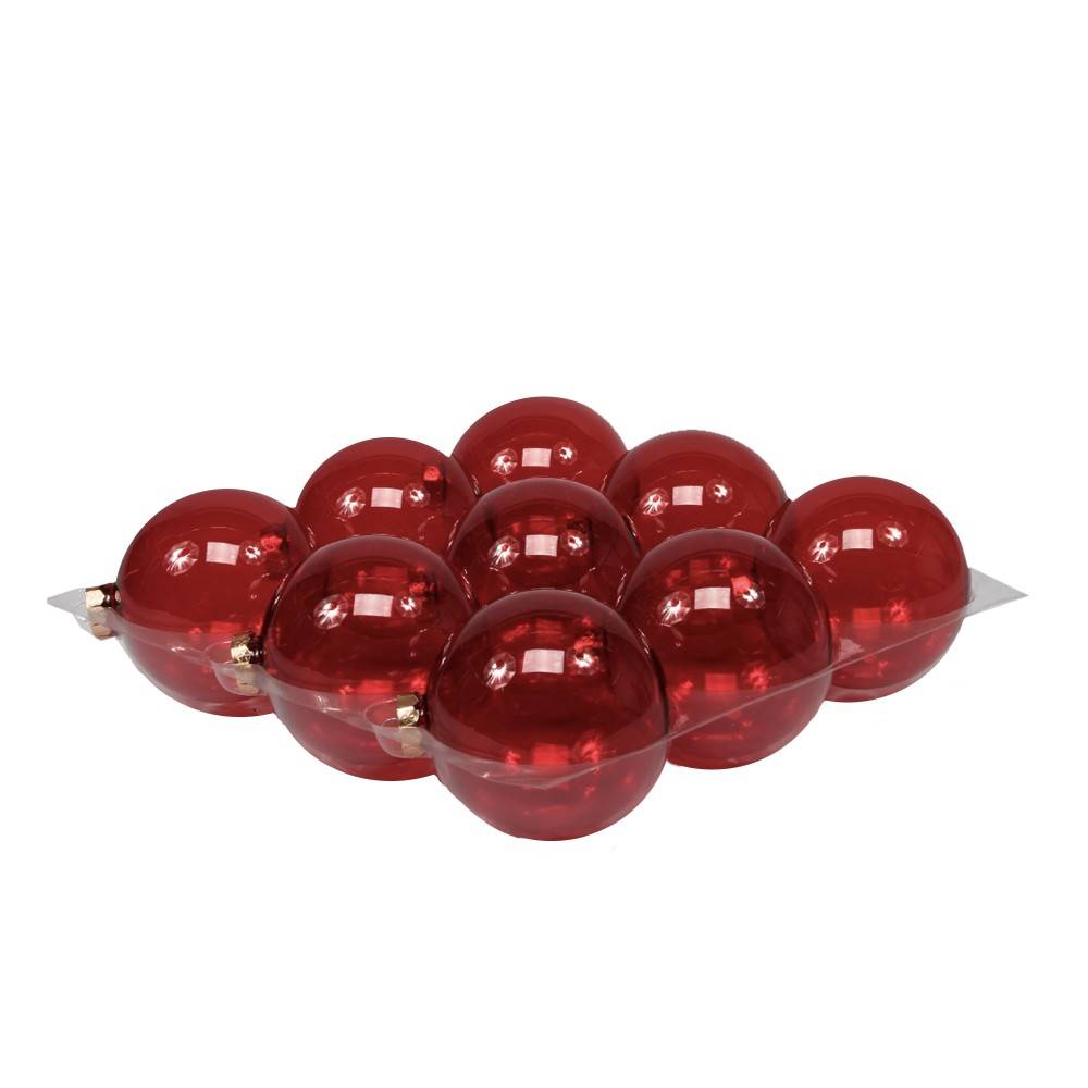 Classic red transparent christmas baubles set of 6