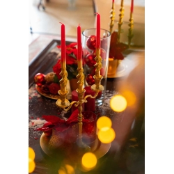 Bougies torsadées en cire rouge 30,5cm