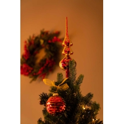 Kerstboomtip glas rood en goud