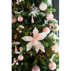 Boule de Noël rose poudré à paillettes 8cm