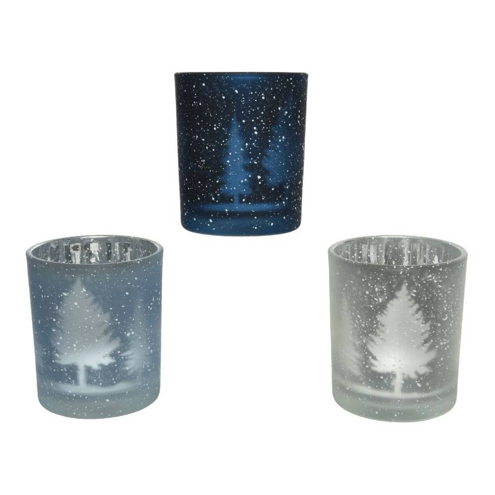 3 candle holders with christmas tree