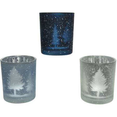 3 candle holders with christmas tree