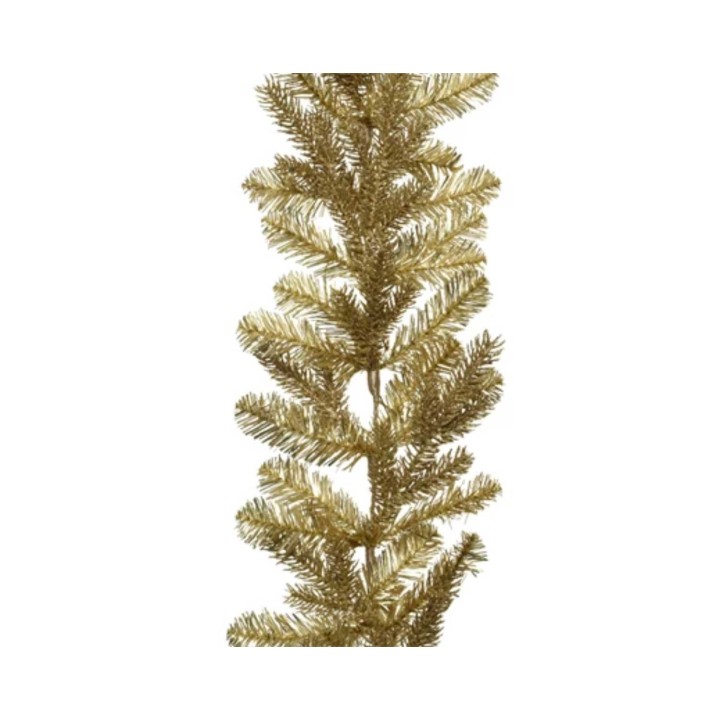 A shimmering gold garland with delicate, pointed leaves.