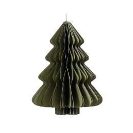 A textured, green paper Christmas tree with layered, scalloped edges.