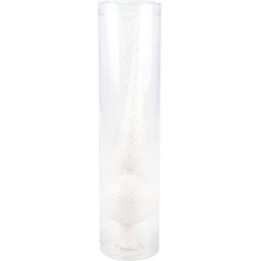 A sleek, transparent cylinder encases a shimmering white spiral shape inside.