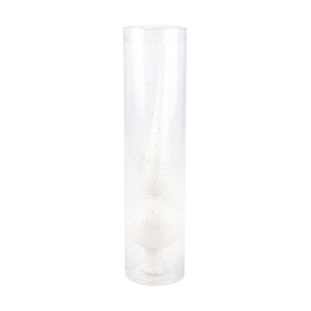 Boomtip glas wit met glitters | SAPINS.BE SRL