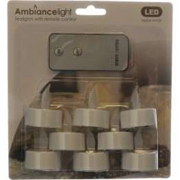 Bougies LED blanches avec télécommande, présentées dans un emballage élégant.