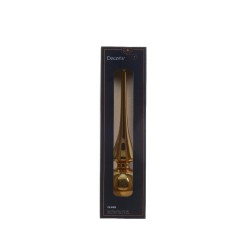Gouden decoratieve kaarsenhouder in een zwarte verpakking met stijlvolle, moderne uitstraling.