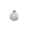 A translucent, frosted glass ornament with a silver cap, showcasing a soft, cloudy texture.