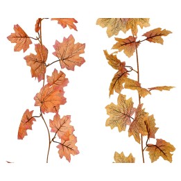 Delicate, autumn-hued leaves with intricate veins, arranged on slender branches.