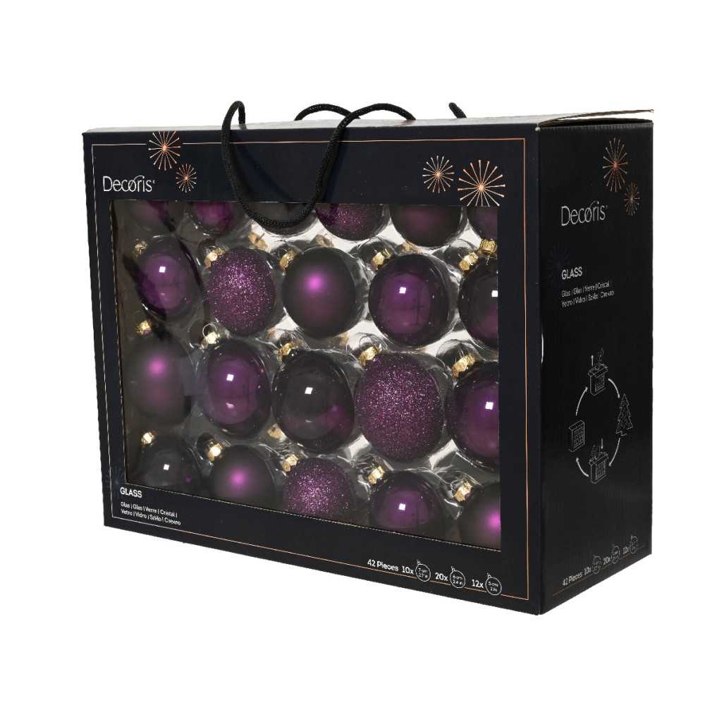 42 Classic purple Christmas baubles | SAPINS.BE SRL
