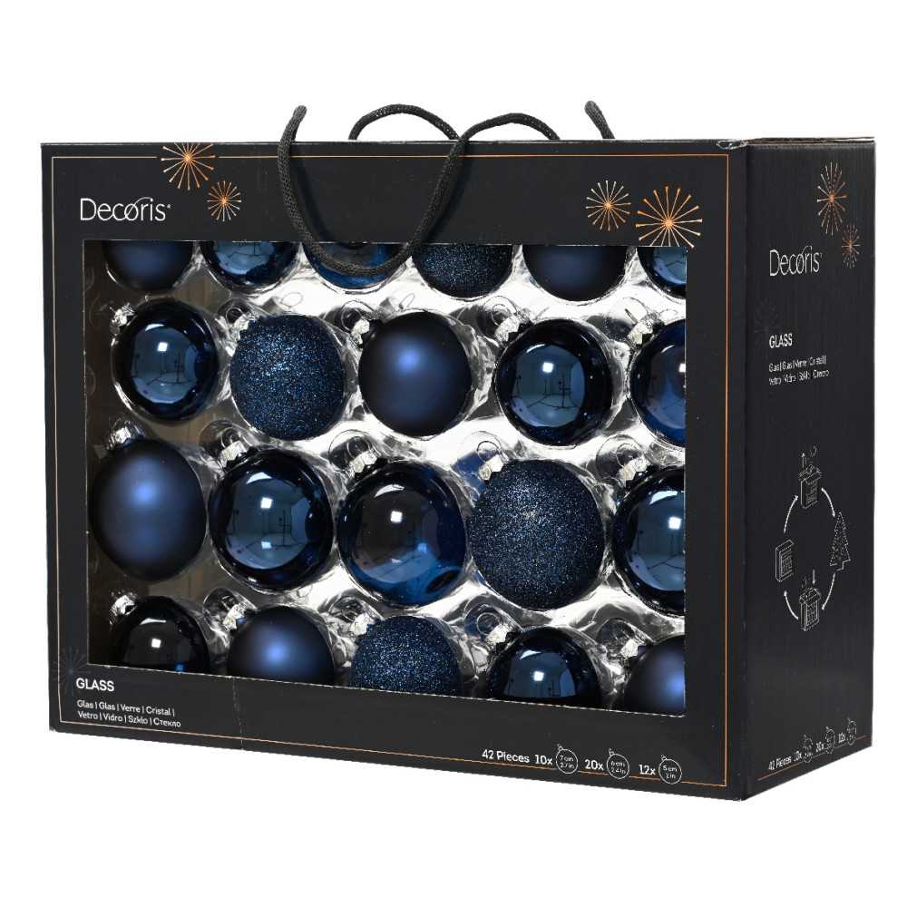 42 Classic blue Christmas baubles | SAPINS.BE SRL