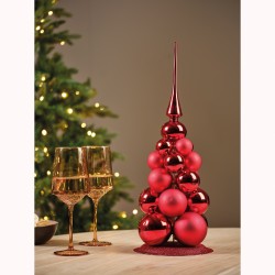 Red Christmas bauble pyramid | SAPINS.BE SRL