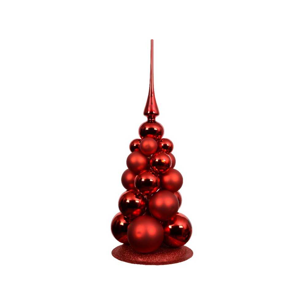Red Christmas bauble pyramid | SAPINS.BE SRL