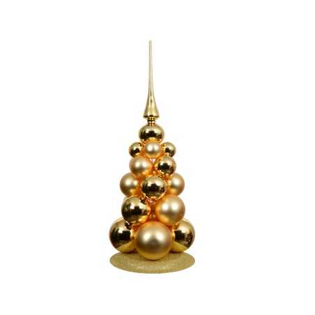 Pyramid of golden Christmas baubles | SAPINS.BE SRL Pyramid of golden Christmas baubles | SAPINS.BE SRL