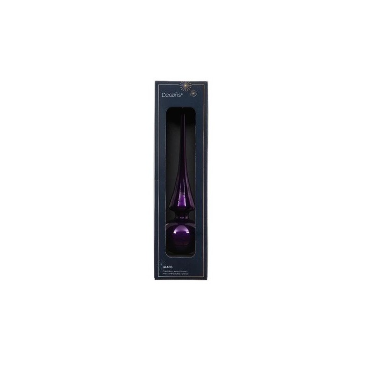 A sleek, elongated bottle with a deep purple hue in a stylish black box.