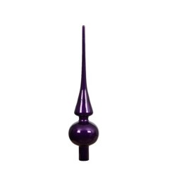 A sleek, tall ornament with a glossy purple finish and a rounded base.