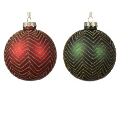 Boule verre a rayures | SAPINS.BE SRL