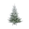 Sapin enneigé aux branches denses, reposant sur un support noir élégant. Sapin enneigé aux branches denses, reposant sur un support noir élégant.