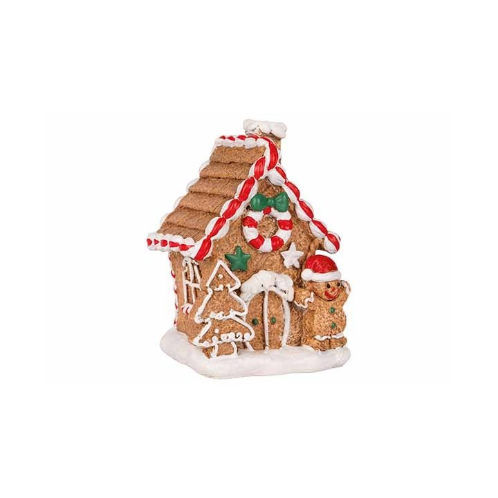 A festive gingerbread house adorned with candy, icing, and cheerful decorations.