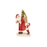 Kerstman in een rode mantel met een kind, beiden met kerstaccessoires en een boom in een mand. Kerstman in een rode mantel met een kind, beiden met kerstaccessoires en een boom in een mand.