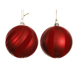 3x2 Boules en polystyrène mate rouge 8 cm
