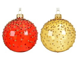 2x3 transparante glazen kerstballen met stippen