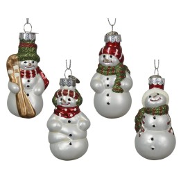 4 glass snowman hanging decorations