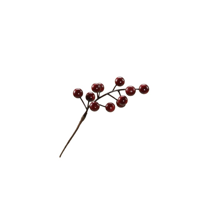 24 red berry stems 15 cm