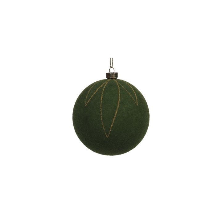 6 green velvet Christmas baubles