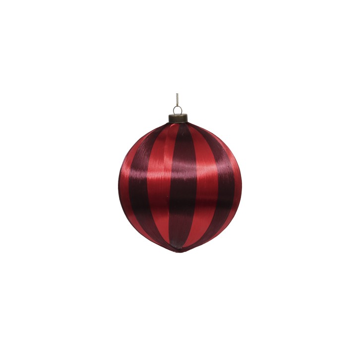8 red and burgundy satin Christmas baubles