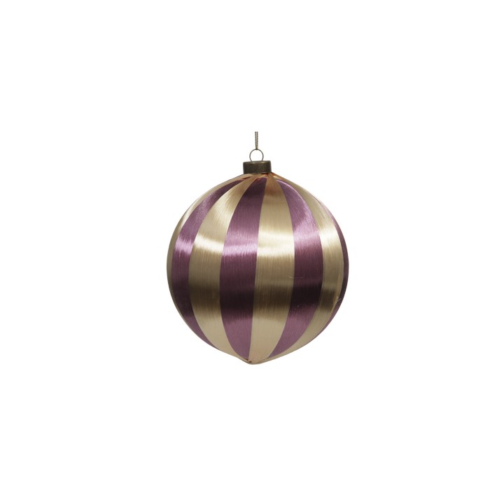 8 gold and pink satin Christmas baubles