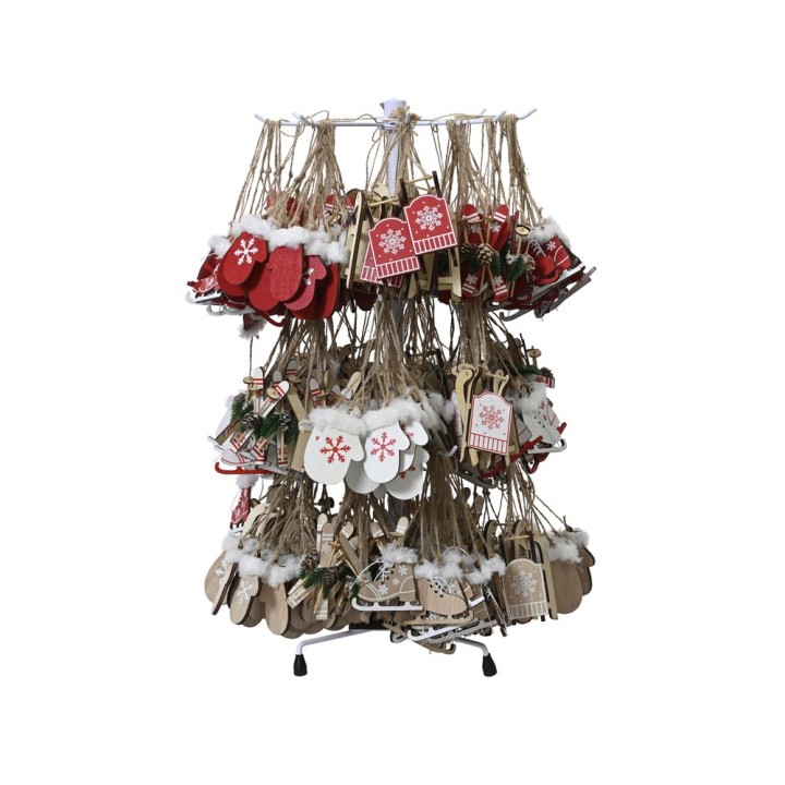 12 houten figuurhangers met bontrand
