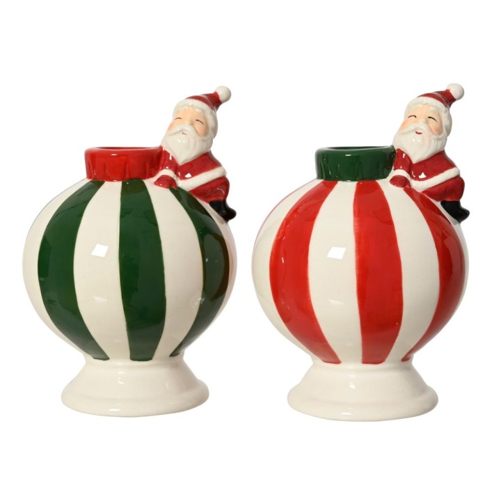 2 kerstman kandelaars 13,2 cm