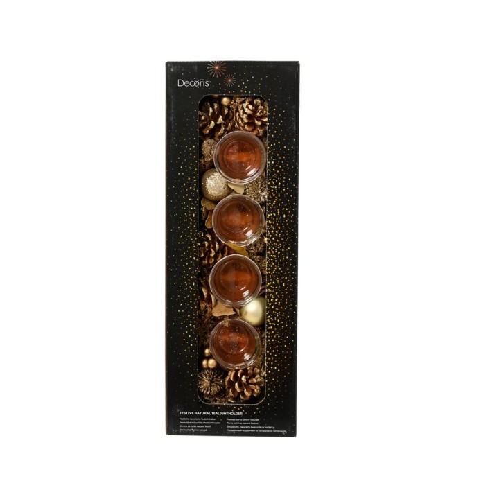 Rechthoekige waxinelichthouder met dennenappels